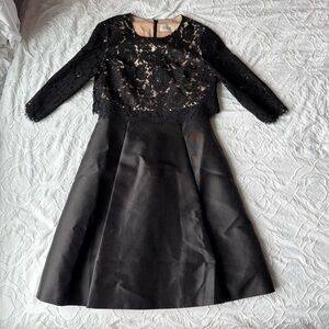 Eliza J Black Lace Overlay Sleeve Dress with Pockets